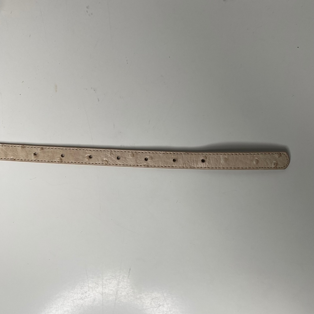J.Crew Factory Genuine Leather Ostrich Embossed Belt Gold Buckle Cream Size S - Picture 8 of 13